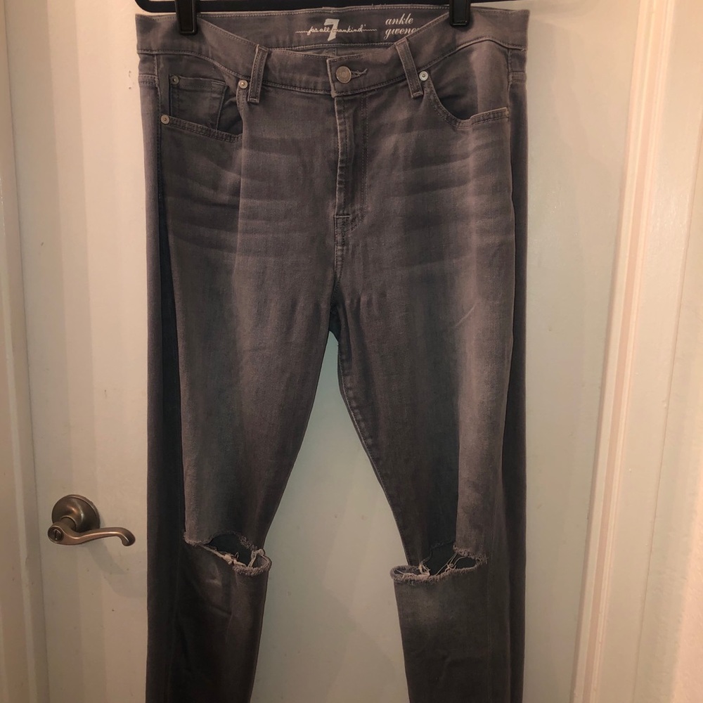 7 For All Mankind Gray Skinny Ankle Jeans